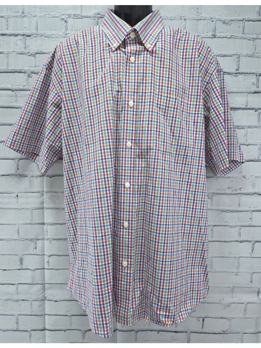 Orvis Multicolor Plaid Short Sleeve Button-Down Shirt XXL 100% Cotton